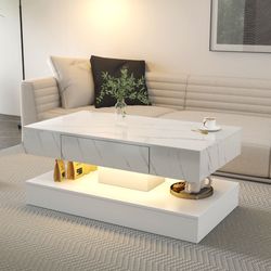 16.93IN High LED Coffee Table,Modern Coffee Table for Living Room,Living Room Tables,Large Living Room Furniture,LED Lights