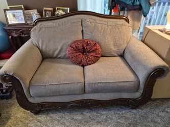Wood trimmed loveseat