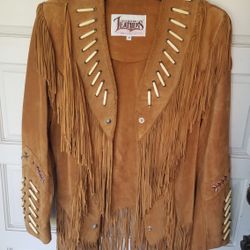 Womens Leather fringe jacket.