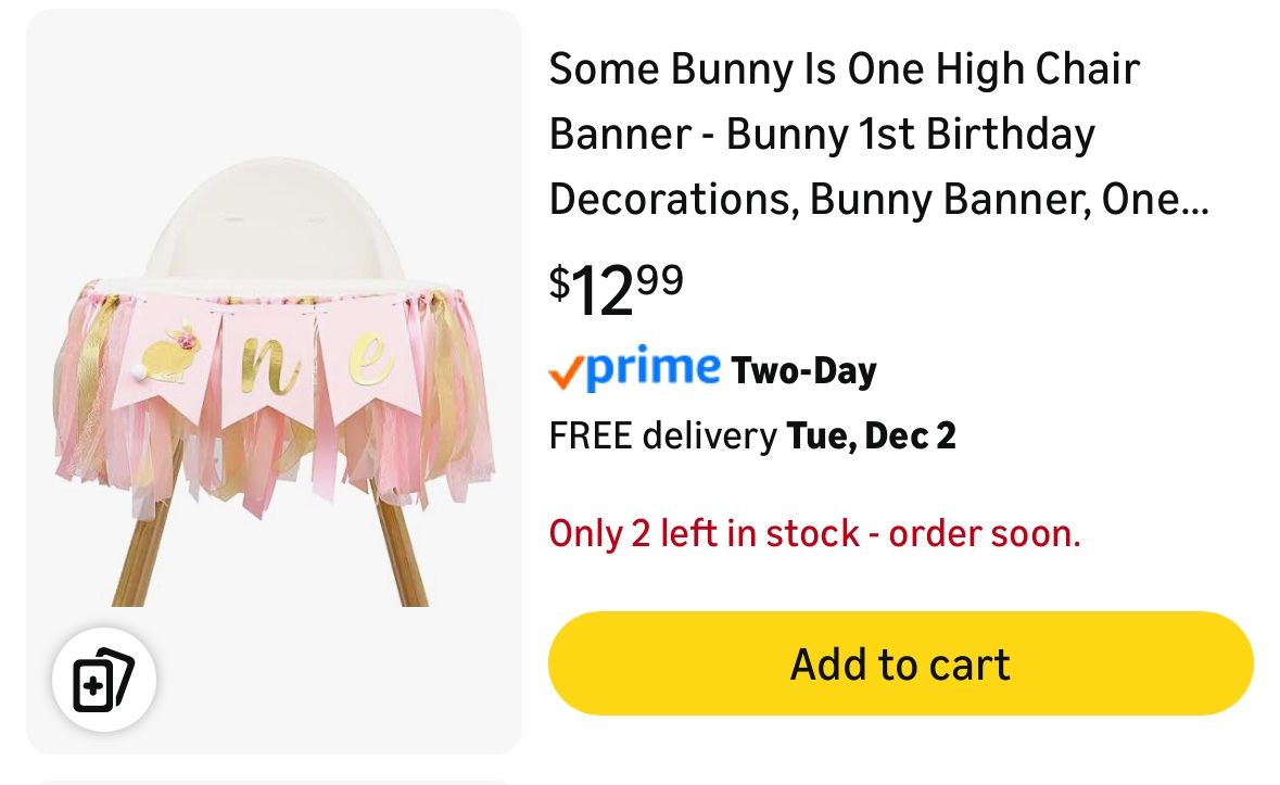 Some bunny is one highchair banner