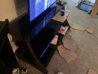 50” glass and wood tv stand