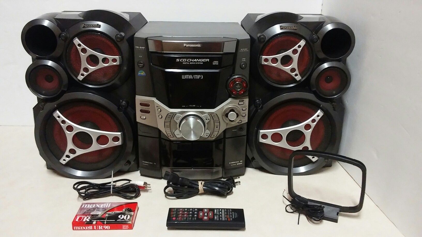 Panasonic SA-AK510 Micro Stereo System 5 Disc CD Dual Cassette Radio, Sound Heavy