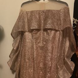 Pink Glitter Cape Prom dress