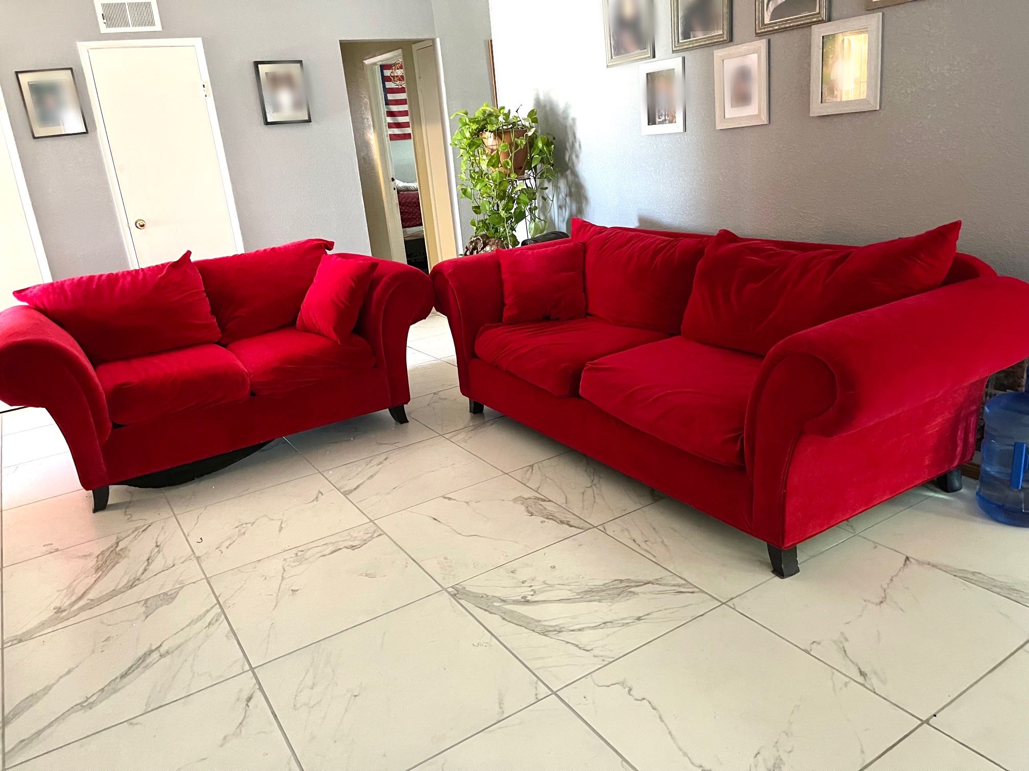 Big Red Sofa and Loveseat Set