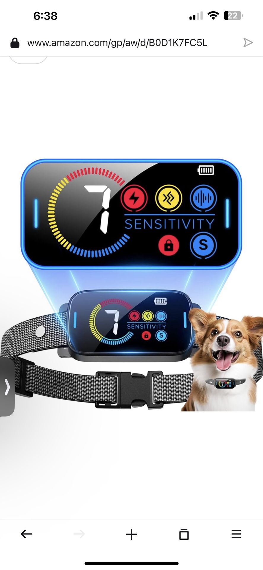 Bark Collar for Large Medium Dogs Smart Ultrasonic Dog Bark Collar Deterrent Device Rechargeable Anti Barking Training Collar with Adjustable Ultrason