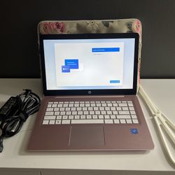 Laptop HP Stream 14" Rosa + Estuche Floral + Accesorios ¡Semi Nueva!