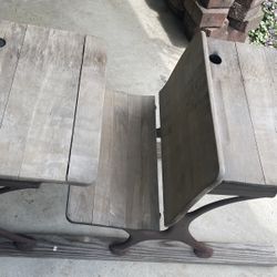 Rare Front Row Antique School Desk