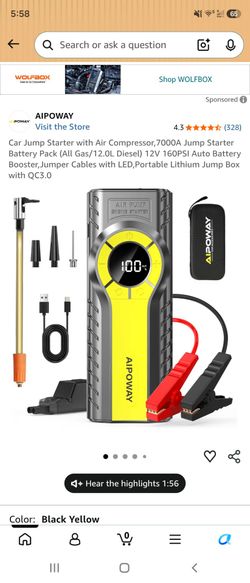 Car Jump Starter with Air Compressor,7000A Jump Starter Battery