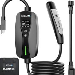 Level 1/2 Tesla Charger, Adjustable (6A-16A), Dual Voltage 120V NEMA 5-15 Plug & 240V NEMA 6-20 Adapter, 25ft Extension Cable, NACS Connector, Portabl