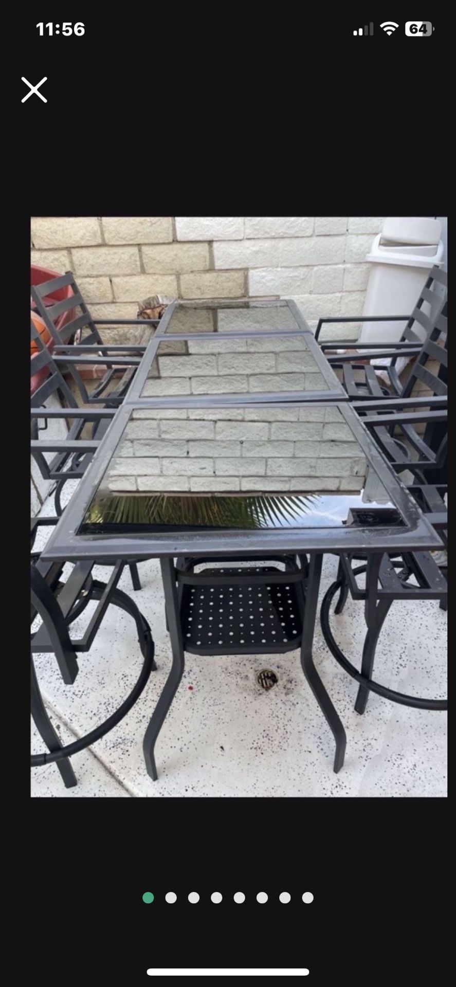 Gorgeous black Outdoors Aluminum 6 Person Table W Dark Glass  Was $1,100 +tax