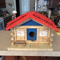 New Handmade Alabama log cabin birdhouse with chimney