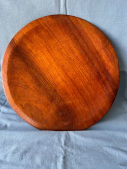 Round wood serving tray