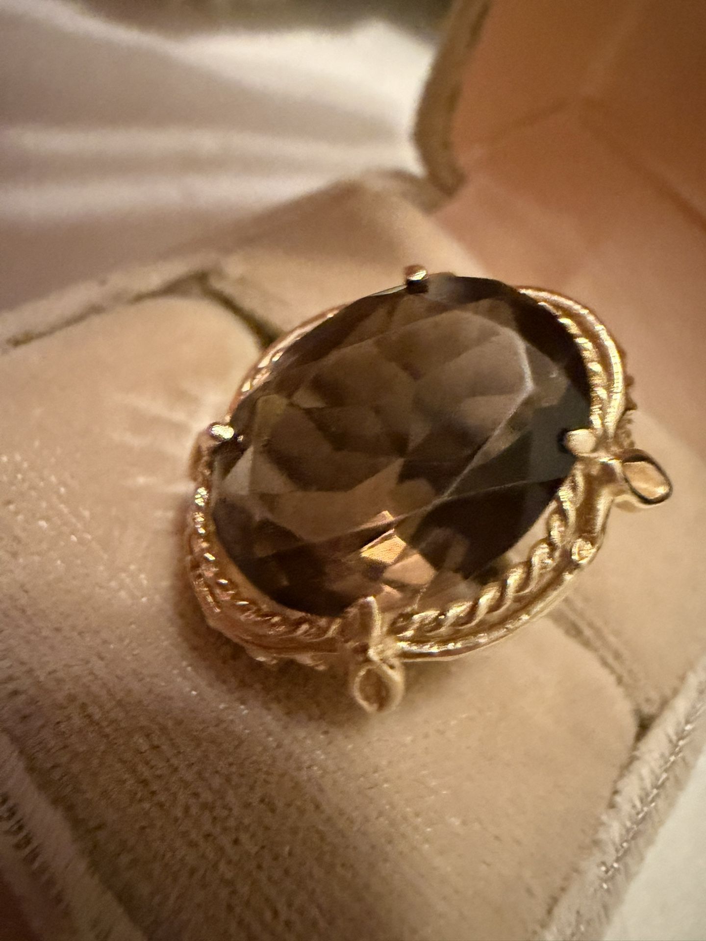 14K Gold Smoky Quartz Vintage Cocktail Ring – Solid Gold – 