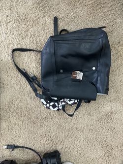 Black Pebbled Faux Leather Backpack