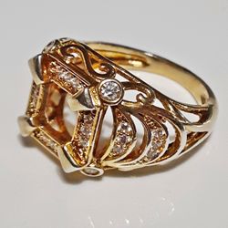 White Sapphire Gold Filled Ring Size 6