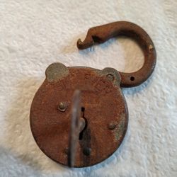 Vintage Six Lever Padlock with Skeleton Key