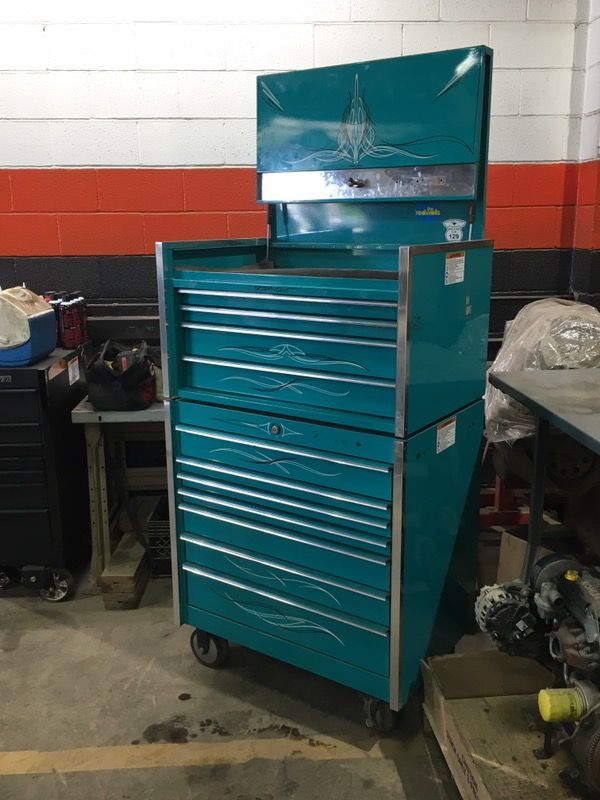 Teal 11 drawer snap-on tool box
