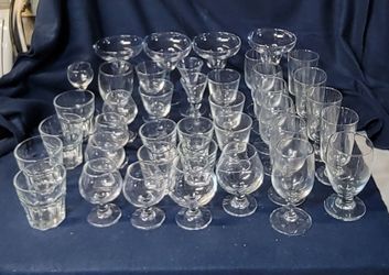 Massive Assorted Collection of 39 Clear Glassware Pieces