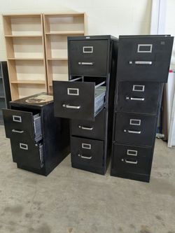 Black metal file cabinets storage