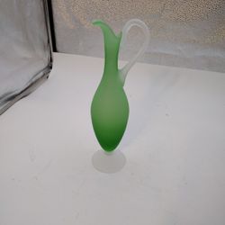 Vintage Italian Green Frosted Satin Glass Picture 