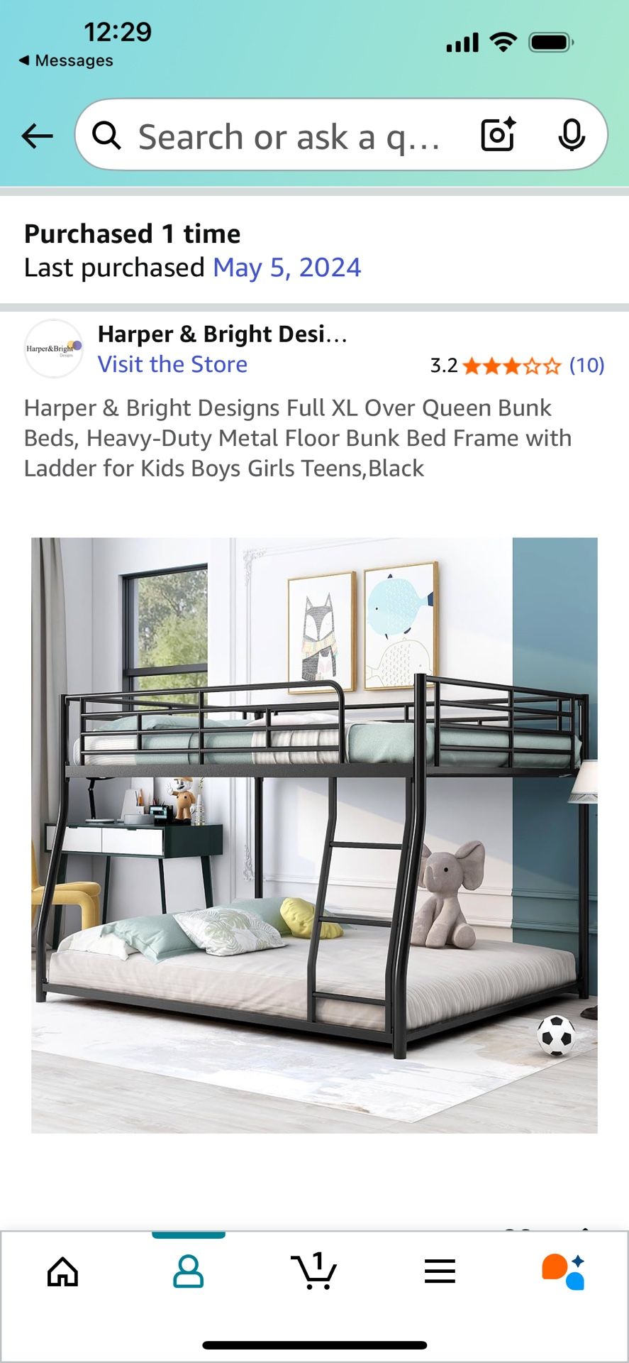 Harper & Bright Designs Full XL Over Queen Bunk Beds,