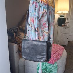 Clark Shoulder Handbag Black Metallic Leather