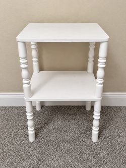 White Wood Two-Tier Side Table