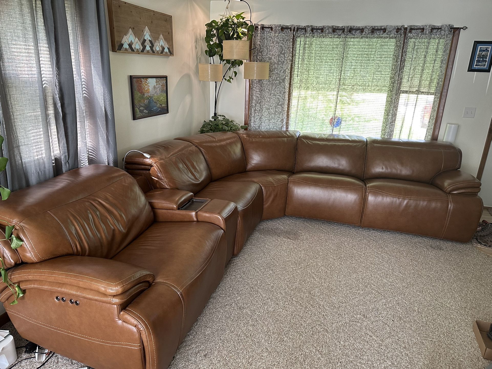 Brown Leather Sectional Couch