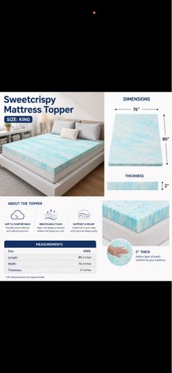 Sweetcrispy King Mattress Topper 2 Inch