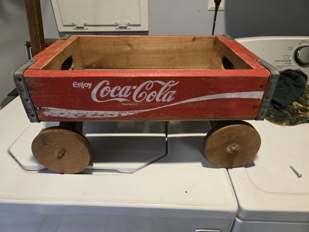 Vintage Handmade Wooden Coca-Cola Wagon