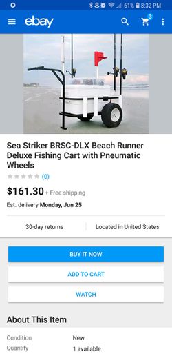 Sea Striker BRSC-DLX Beach Runner Deluxe Fishing Cart with Pneumatic Wheels  for Sale in Brooklyn, NY - OfferUp
