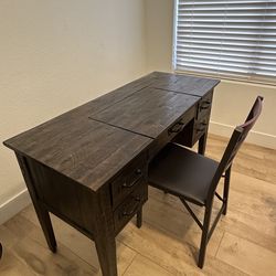 Rustic Writing Desk with with a flip-top hidden compartment and drawers