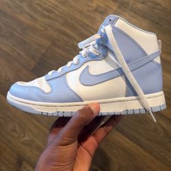 Nike Dunk High 'Blue' sneakers in white and light blue #dunks #basketball