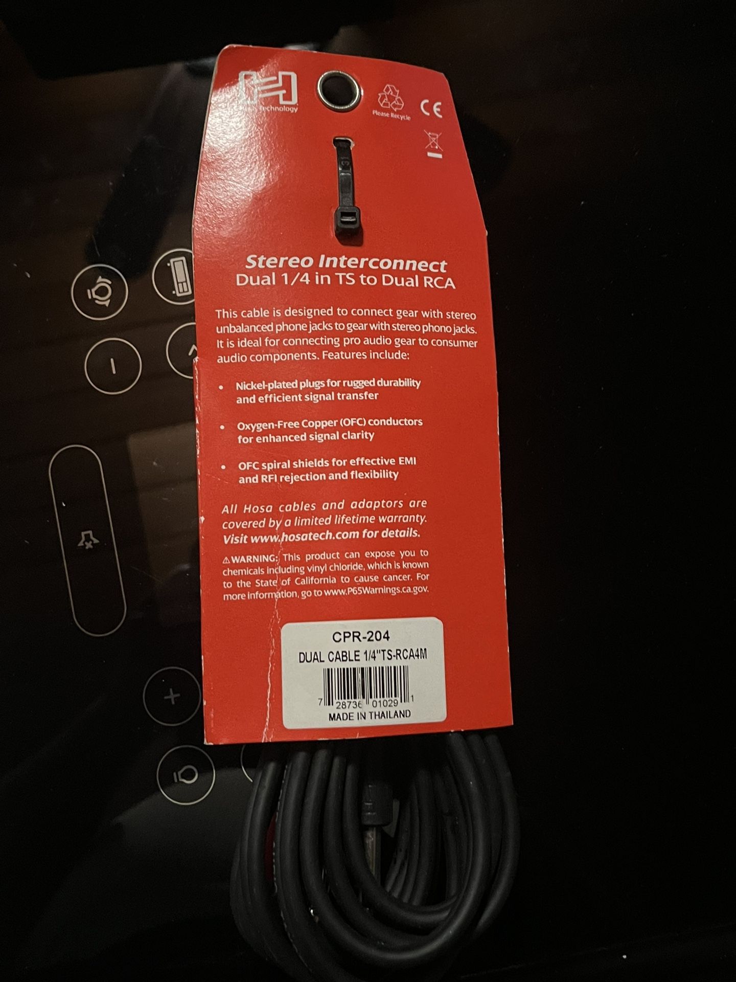 Stereo Interconnect Dual 1/4 TS to Dual RCA