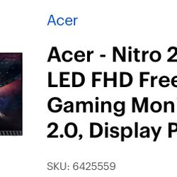 Acer Monitor Nitro 23.8 Gaming Monitor 