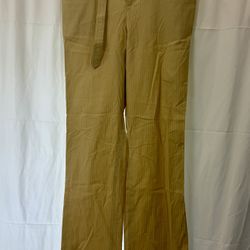 Catherine Malandrino Pinstripe Cotton Belted Wide Leg Pants, USA, NWOT, Size 12