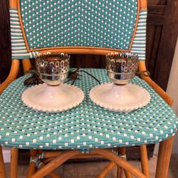 Pair of Milk Glass Lights Electric needs Repair