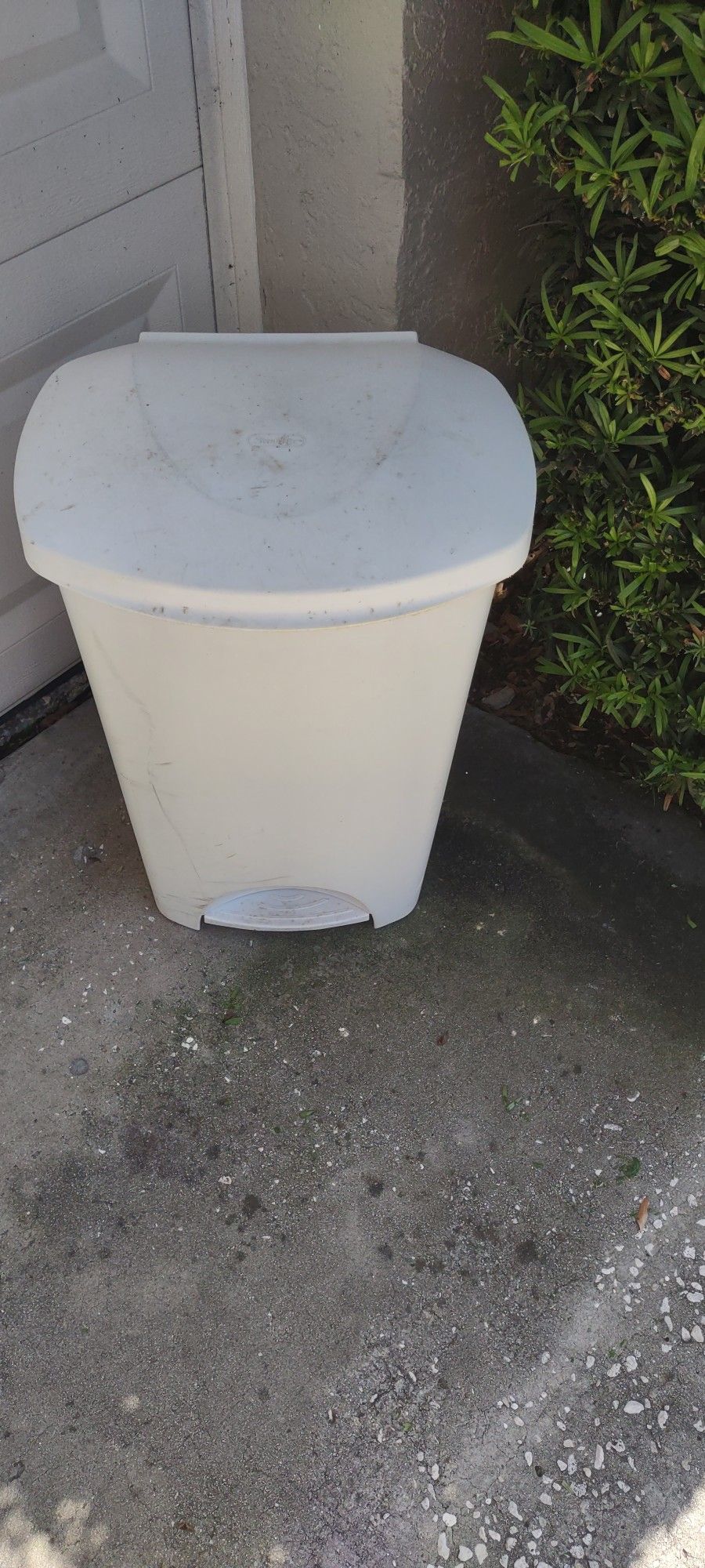 Free White Kitchen Step On Garbage Can