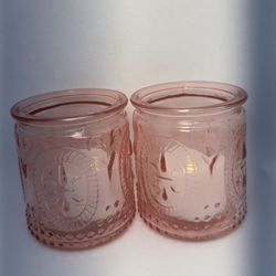 Pink Candle Holder Set, Candle, Tealight Candle, Home Decor, Glass, Thick Glass
