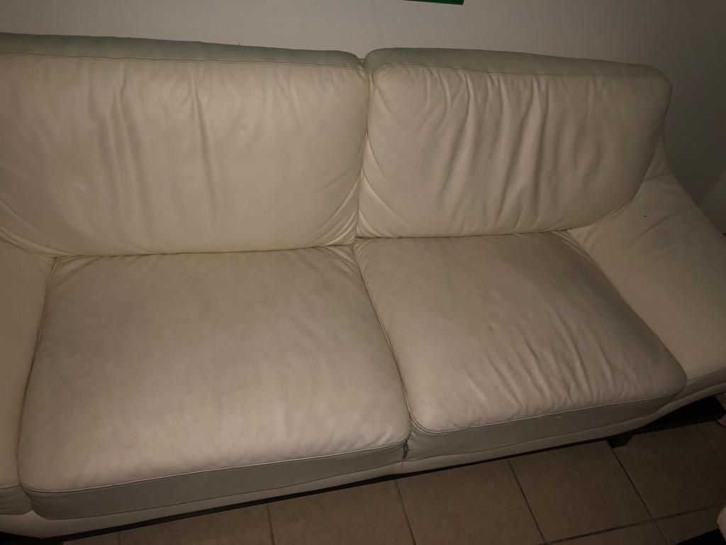 White leather couches