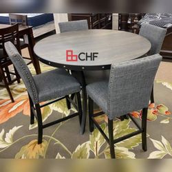 5 Pc Counter Height Round Dining Table Set 