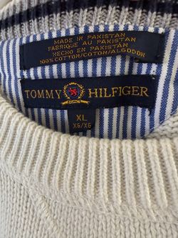 Vintage Tommy Hilfiger white cotton pullover sweater in XL