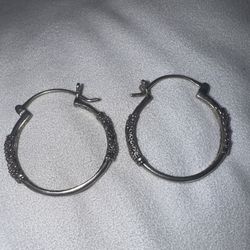 Vintage Beautiful Sarda Artisan Collection Bali Sterling Hoops