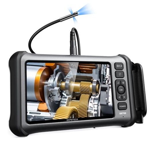 DEPSTECH Endoscope, 7'' IPS Screen Borescope Camera with Light, Triple-Lens Inspection Camera with Sound Recording, 1080P HD 7.9 mm Snake Camera, 16.5