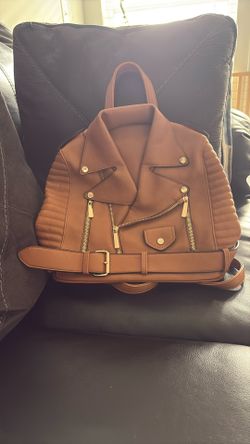 Faux Leather Jacket Book Bag Purse 