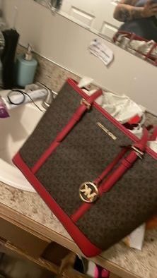 Large Red/brown Tote With Wallet