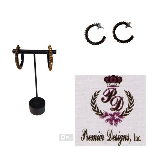 NWOT Premier Designs Copper Falls Black Copper Beaded Hoop Pierced Earrings