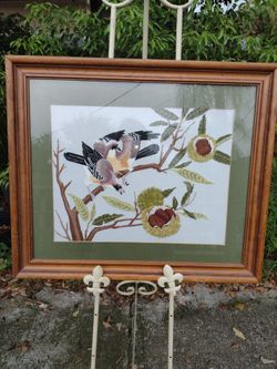 Stunning Needlepoint Nature Framed Artwork For Home Or Office 