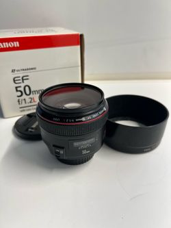 Canon EF 50mm 1.2 L Lens with box UV filter very clean