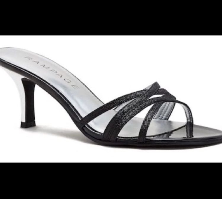 Rampage Frankie Black Glitter Kitten Heels (8)